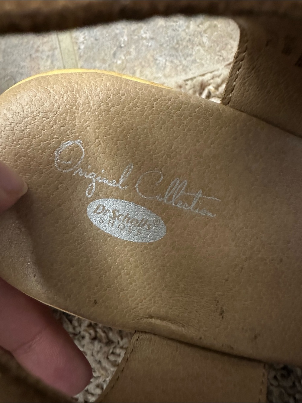 Dr. Scholl's Tan Platform Sandals with Wood-Effect Heel - Picture 7 of 7